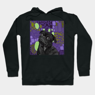 Sweet Pug on Modern Abstract Background Hoodie